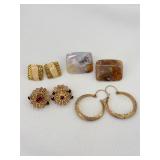 (4) Pairs of Gold Tone Pierced & Clip Earrings -