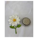 Flower 6'x9' Brooch & Pearl 4.5' Pendant