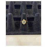 Rhinestone Ring with Blue Center Stone Size 6.5