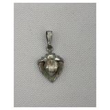 Sterling Silver Heart Shaped Pendant w/Center