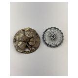 (2) Silver Tone Scarf Clips 1.5' -2'