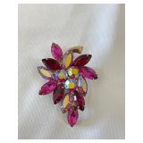 Vintage Pink and Purple Rhinestone Brooch
