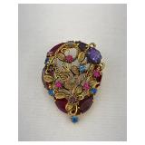 Multi-Color Rhinestone Brooch 1.25'x2'