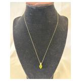 10K Peridot & Rhinestone Pendant with Chain