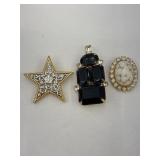 (3) Gold Tone Brooches 1' - 2.25'