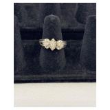 Vtg. Style SS925 Diamond Engagement Ring