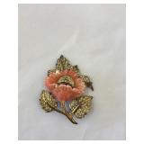 Clements Inc. N.Y. Vintage Copper Brooch w/Coral