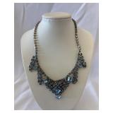 Ice Blue Rhinestone Statement Necklace