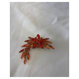 Vintage Signed Judy Lee Orange Rhinestone