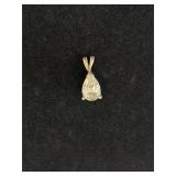 Silver Tone Pendant with CZ Pear Shape Stone .75