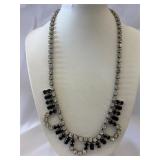 Vtg. Black Baguette & Rhinestone Choker Necklace