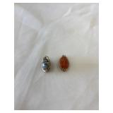 (2) Pendants with Gold Wire Wrap with Center Stone