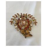 Mid Century Brooch with Hughes of Browns, Amber &