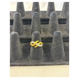 Gold Tone Ring with Rhinestones Marked S1 - Size 6