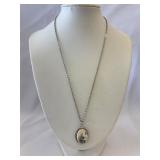 Vintage Faux Scrimshaw Pendant Necklace