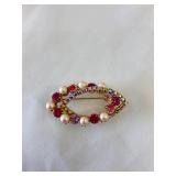 Vintage Faux Pearl & Rhinestone Brooch
