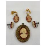 Vintage Cameo Locket 1.5'  Two - Pairs of Cameo