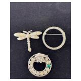 Three - Assorted Pins 1.25'-1.5' wide