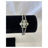Vintage Silver-Tone Rhinestone Bracelet
