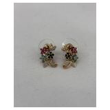 Gold Tone 925 Marked Pierced Earrings