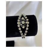 Vintage Silver-Tone Rhinestone Bracelet with
