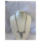 Vintage Silver-Toned Rhinestone Necklace with