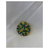 Vintage Gold-Tone Brooch with Green,