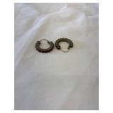 Sterling Silver Hoop earrings with Red Garnets