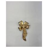 Napier Marked Sterling Gold Tone Ribbon Brooch