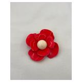 1960's Red Flower Brooch 2.5'
