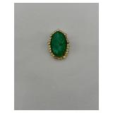 Vintage Glass Faux Jade Green Molded Floral Brooch