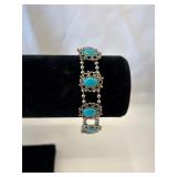 Vintage Silver-Tone Link Bracelet with Faux