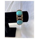 Faux Turquoise 5 Stone Link Bracelet 7.25'