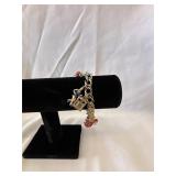 Vintage Silver Tone Charm Bracelet w/Gold