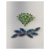 Vintage Green Rhinestone Cluster Brooch 2'