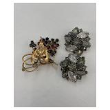 1/20 12K G.F. Rhinestone Brooch & Smoke Colored &