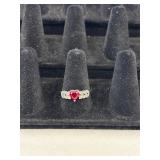 S925 Ruby & Sapphire Ring w/ Leaf Style Band