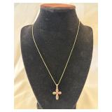 925 Cross Pendant with Ruby Center Stone &