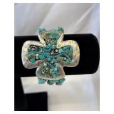 Multi Strand Turquoise Bracelet with Cross