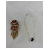 Vintage Signature Hobe' Santa Claus Brooch 1'x2.5'