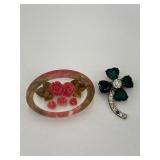 Vintage Reverse-Carved Lucite Floral Brooch 2.25'