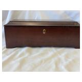 Vintage Wood Jewelry Box with Key 15.5'x5.5'x5.75'