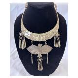 Vintage Hmong Miao Silver Tone Tribal Choker Bib