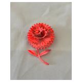 Vintage Peach-Orange Enamel Flower Brooch 2'x3.25'