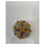 Vintage Topaz Rhinestone Brooch with AB Accents 2'