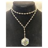 Vintage-Style Crystal Bead Necklace with a large