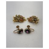 Vintage Acorn Clip Earrings Gold Tone &