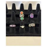 (5) Assorted Silver Tone Rings Sizes 5, 5.75