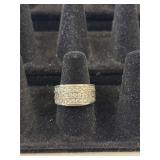 Silver Tone and Rhinestone Accent Ring Size 8