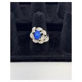 14KT HGF Ring with Blue Star Stone Size 8